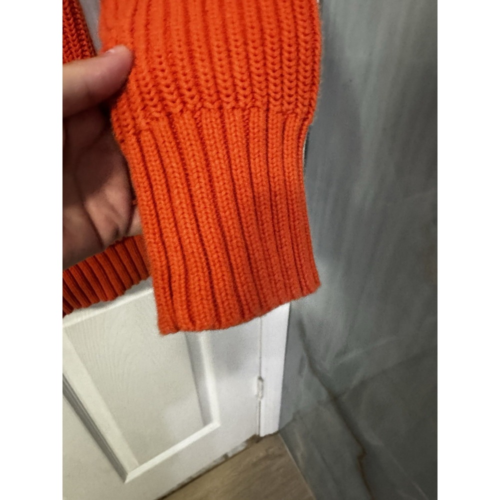 Lauren Ralph Lauren Buckle Cable Knit Sweater Shawl Collar Womens Size S Orange - Picture 7 of 10